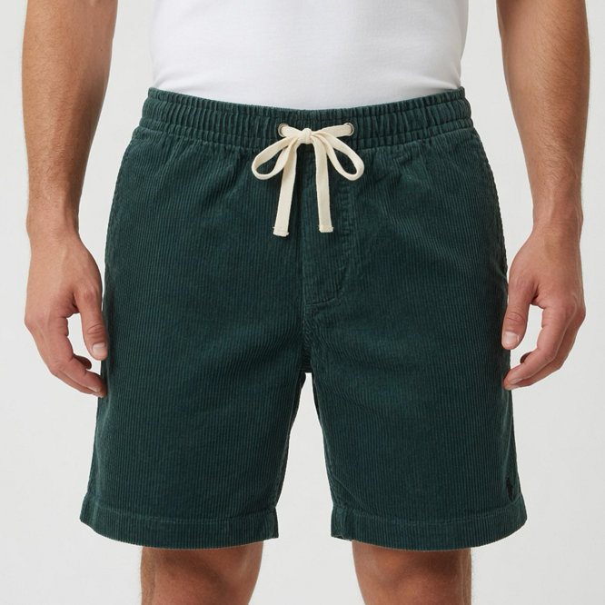 POLO - 9000.22 Mens Short Pants Corduroy  - Pine Green